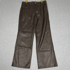 Divided H M Faux Leather Wide Leg Pants Brown Size 10 Casual Party Grunge