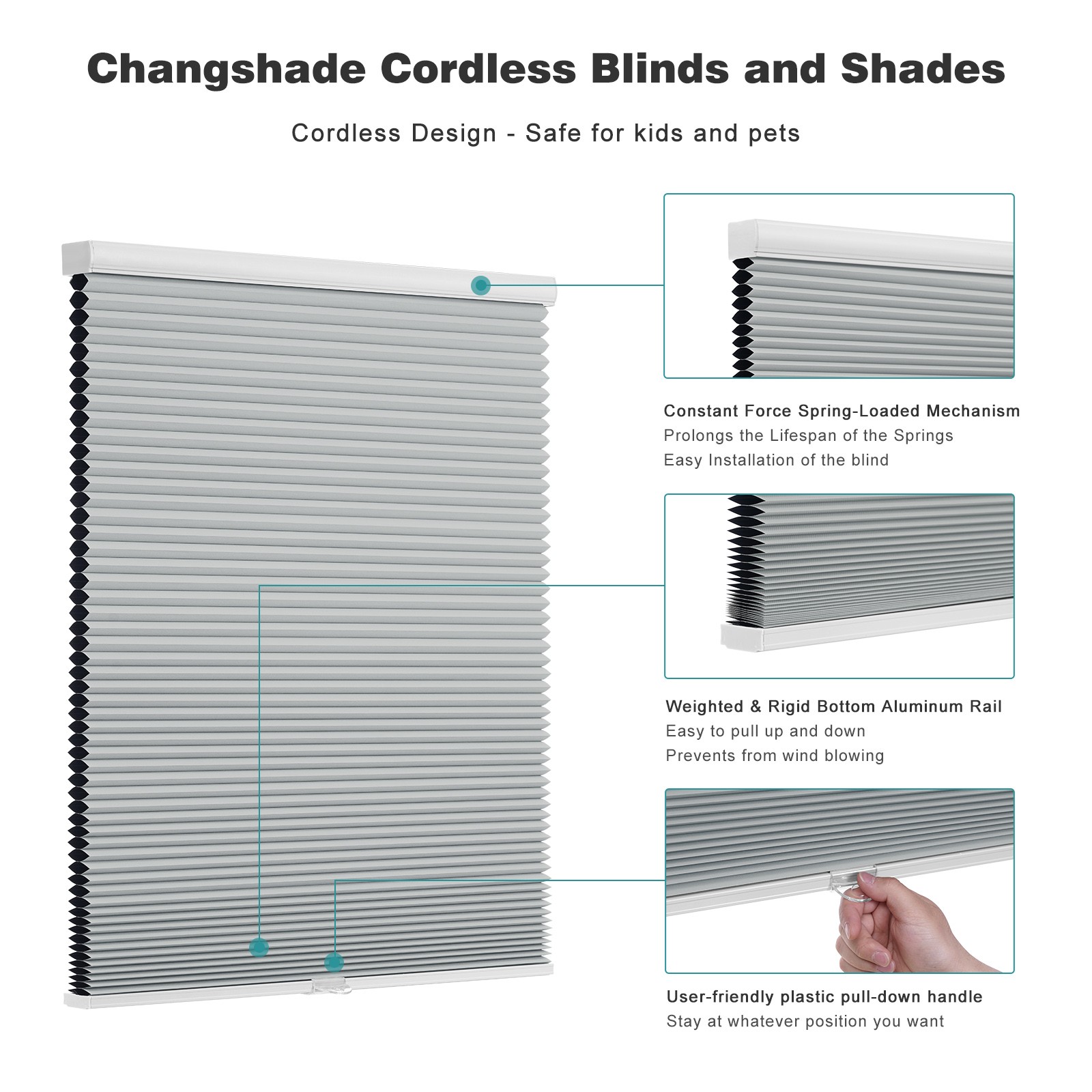 Changshade Blackout Cordless Home Decorators Cellular Shade 