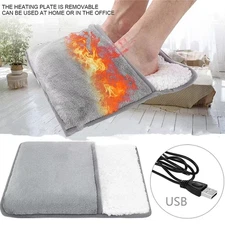 Portable USB Electric Foot Heater Heating Pad Soft Plush Warm Mat Winter Office