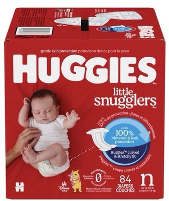 Huggies Little Snugglers Baby Diapers, Size Newborn - 84 Count