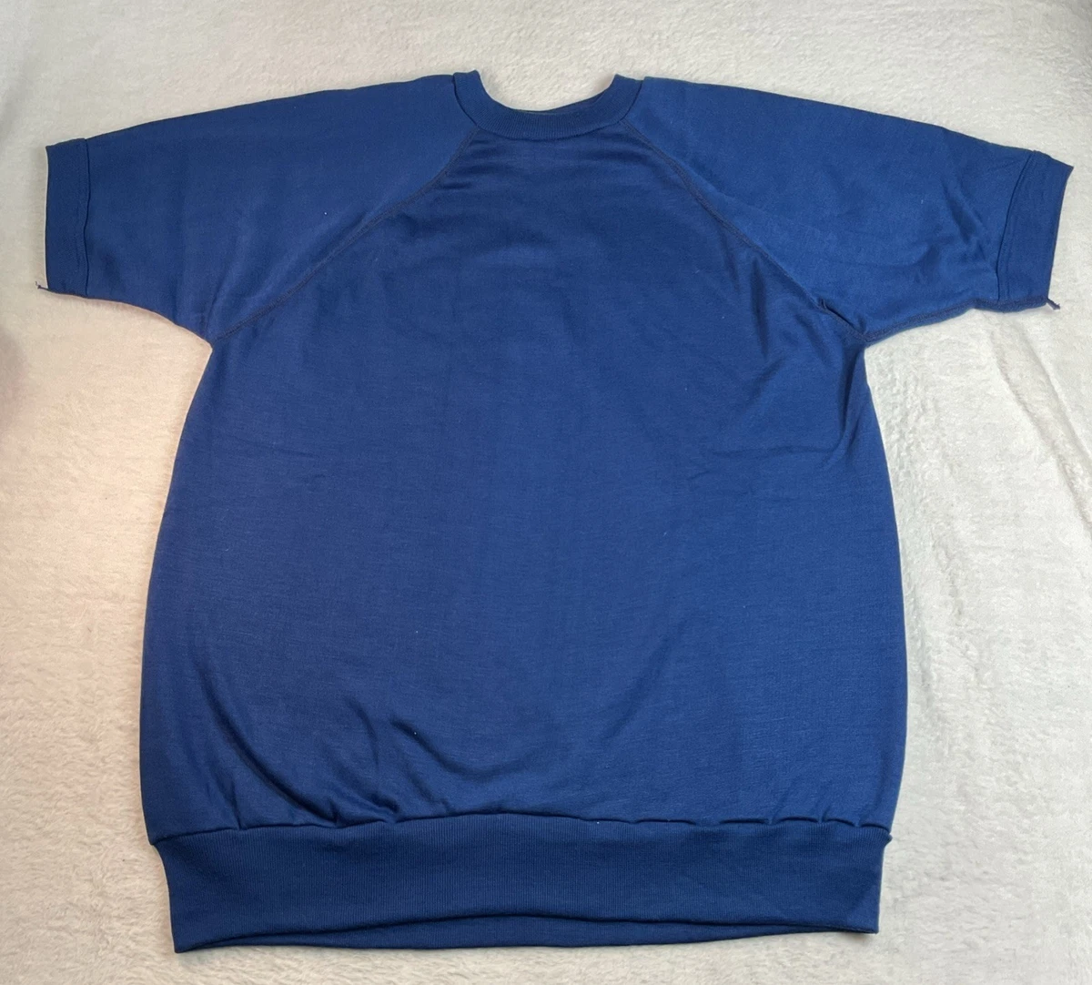 50s-60s Navy Blue Vintage Sweatshirt Short Sleeve Sweatshirt