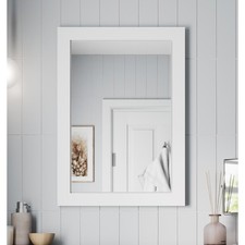Framed Wooden Bathroom Mirror Wood Frame Wall Mounted Vanity Mirrors Grey White