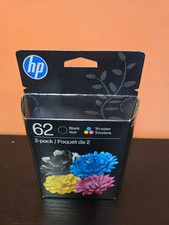 HP 62 Ink Cartridge Combo 2 Pack Black Tri-Color - New Sealed SEPT 2027