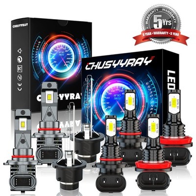 For Acura TSX 2009-2014 8pcs Front LED HID Headlight Hi-Lo+DRL Fog Light Bulbs