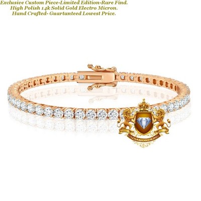 VVS1D 5.65 Ctw. Crystal Clear Rose Gold Finish One Row Tennis Link Bracelet 4mm