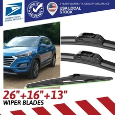 Front and Rear Wiper Blade Replace For Hyundai Tucson 15-20 Set of 26" 16" 13"