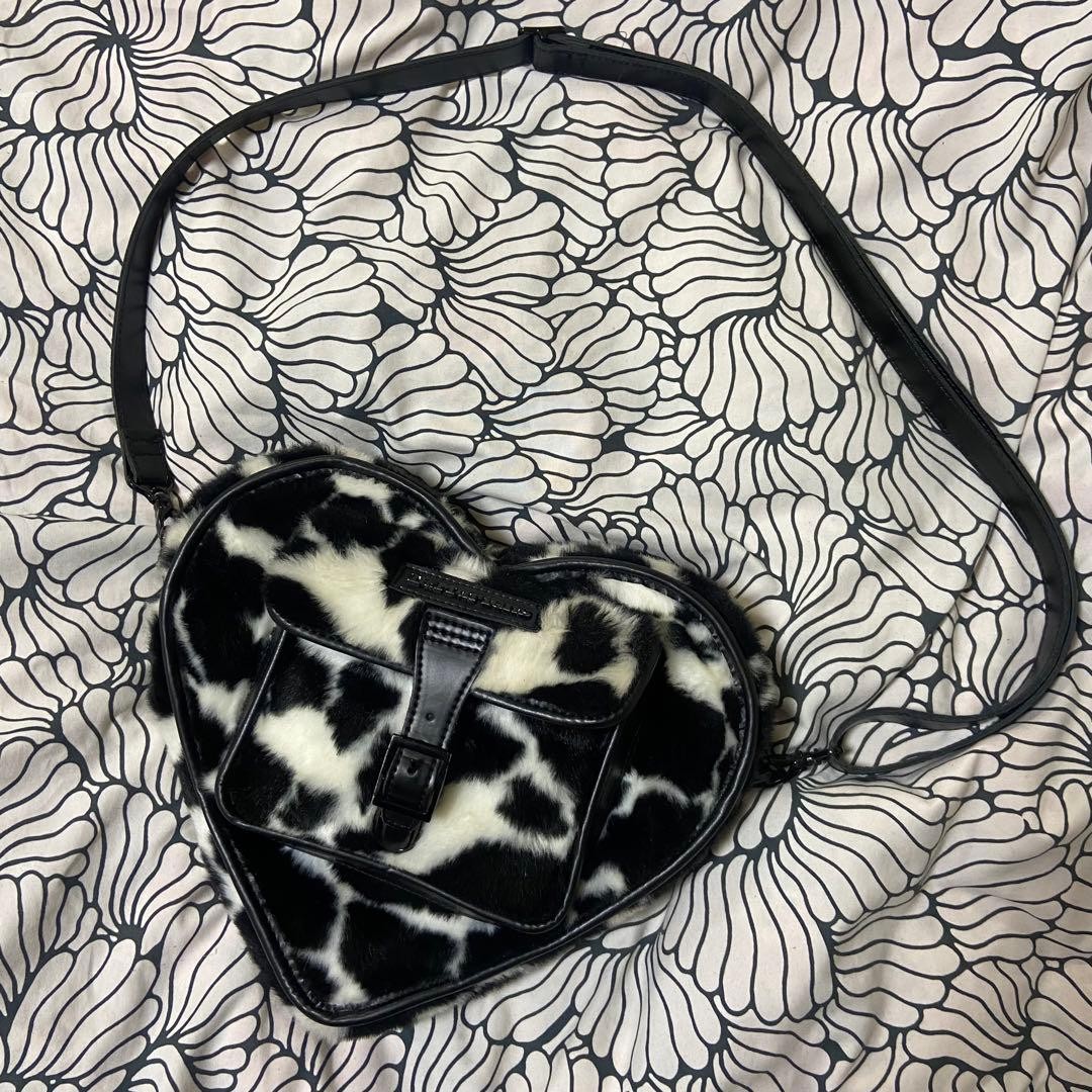 Rare Dr. Martens cow print 2-way shoulder bag with heart-shaped design