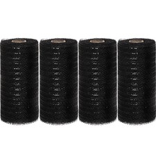 Black Deco mesh 6 inch, 4 Rolls Halloween Mesh Ribbon 30 Feet Each Roll Metal...