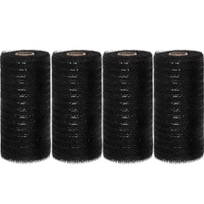 Black Deco mesh 6 inch, 4 Rolls Halloween Mesh Ribbon 30 Feet Each Roll Metal...