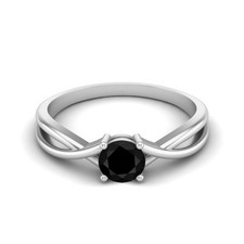 5 MM Round Black Spinel 925 Sterling Silver Split Shank Solitaire Women Ring