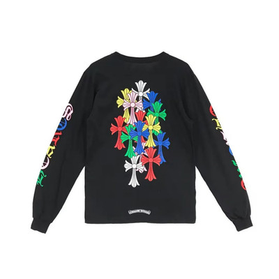Chrome Hearts Multi Color Cross Cemetery Long Sleeve T-Shirt Black