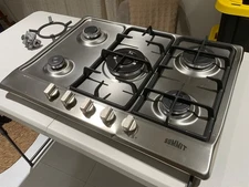 Summit 27" 5 Burner Gas Cooktop, Stainless steel, Cast Iron- GC527SS READ!