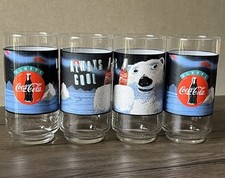 Coca-Cola Coke Polar Bear Glasses Glass 16oz Always Cool 1995 Vintage Set of 4