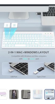 Wireless Keyboard and Mouse Combo, KL368, Sablute, Polar White