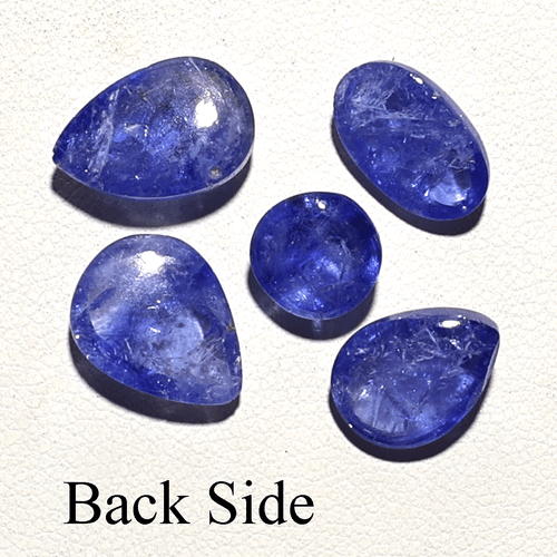 Lotto pietre preziose cabochon tanzanite naturale di lusso blu ~ 5 pezzi alta qualità 7,7 mm-12 mm - Foto 6 di 9
