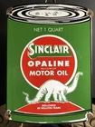 VINTAGE SINCLAIR OPALINE MOTOR OIL DINO DINOSAUR  11" QUART PORCELAIN CAN SIGN