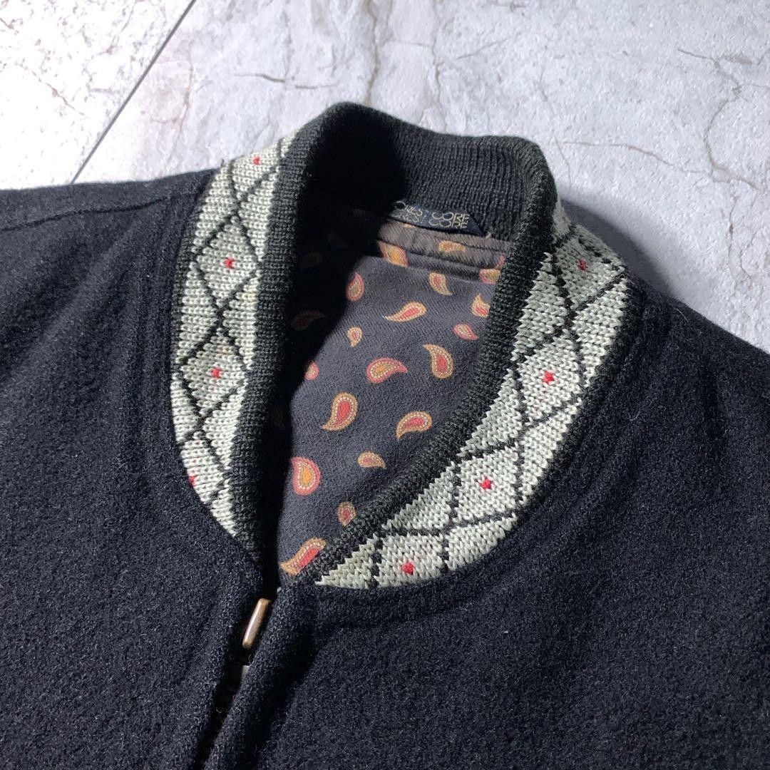 Short wool swing top cowhide patchwork leather ja… - image 7