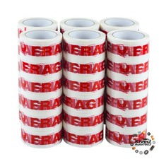 36 Rolls 2 Mil Clear Packing Tape 2"x100yd Fragile Printed Box Sealing Tape