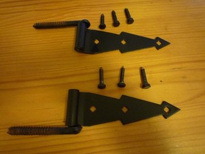 2 Restored Gate Plinth Pivot Strap Hinges w/ 6 Screws Black  7.5" Heavy Duty #1