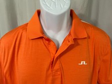J.Lindeberg Men's Orange Marled  White S/S Golf Polo Shirt Medium M EUC