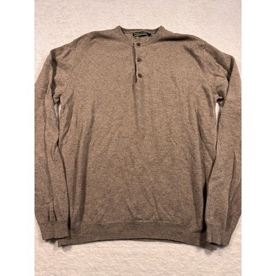 WOOLOVERS Men's Tan Long Sleeve Henley Sweater Size L