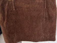 Vtg 1990's EXP EXPRESS Geniue Chocolate Brown Suede Mini Skirt 5/6 Fully Lined