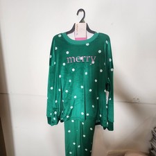Joyspun Stretch Velour Pajama Set Socks Women's XL Merry Christmas Cozy NEW