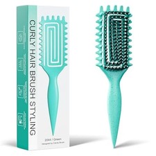 Curly Hair Detangling Brush - Soft Boar Bristles for Defined Curls Green