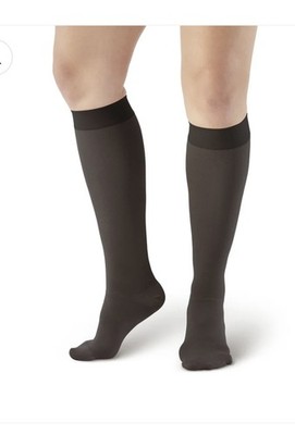 2 PAIR Ames Walker Compression Socks P200 Knee High Closed Toe 20-30mmHg MED BLK