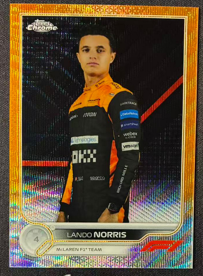 Lando Norris 2022 Topps Chrome F1 22/25 Orange Wave Refractor #33