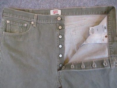 Levis 501 Jeans Mens 40x30* Green Straight Leg Denim Button Fly High Rise