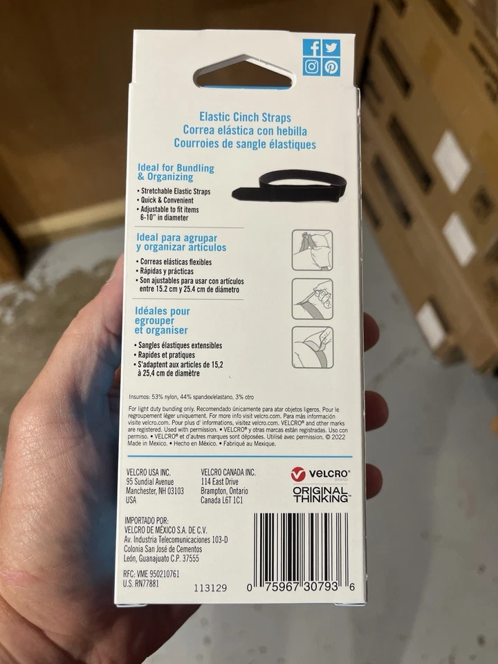 Correas elásticas marca VELCRO® - negras, grandes, 4 correas 30 pulgadas X 1 pulgada Foto 2 de 2