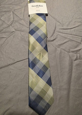Goodfellow  Co Plaid Green Blue Gray Tie Men  s Polyester Woven