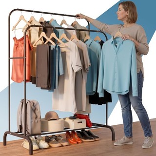 Perchero burro ropa con doble barra zapatero hasta 35kg Portentum