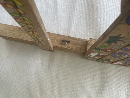 Folk Art Hand Painted Wooden Child's Folding Chair El Salvador Vintage - Picture 11 of 13