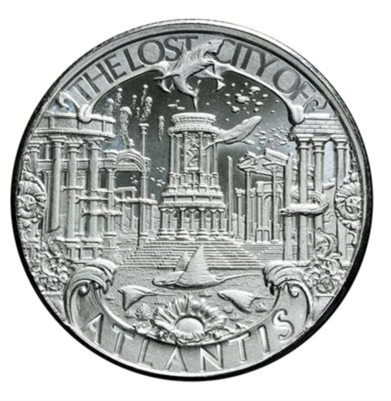 5X - 1 oz .999 Silver Round Atlantis POSEIDON Mythical Cities Series Mason Mint - Image 2 of 4