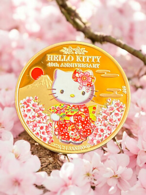 Hello Kitty 40th Anniversary Japanese Sakura Commemorative Gold