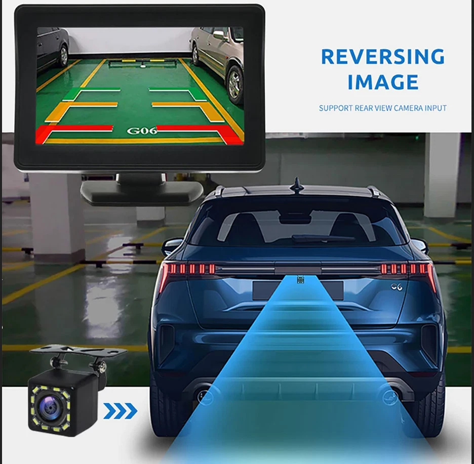 Car 4.3" Monitor AHD Rear View Reverse Backup Camera Kit w/ Cigarette Lighter - Image 3 of 4