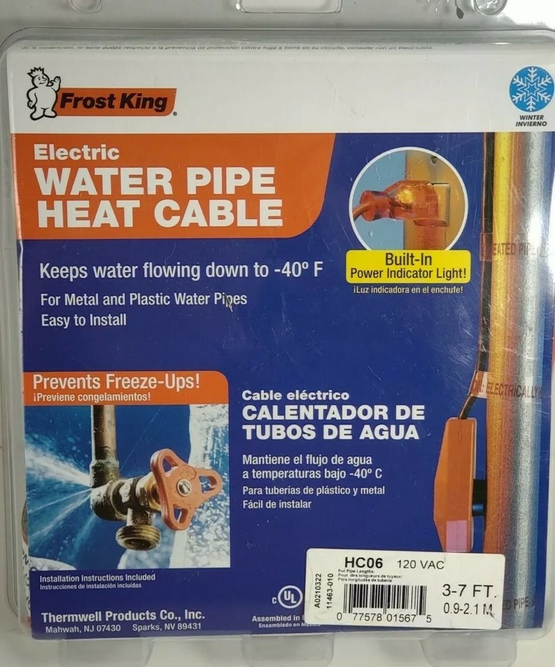 Prevent Frozen Pipes NOW! 6ft Electric Water Pipe Heat Cable Frost King
