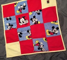 Upcycle Mickey Mouse Handmade Baby Crib Quilt Fleece Infant Shower Gift Disney