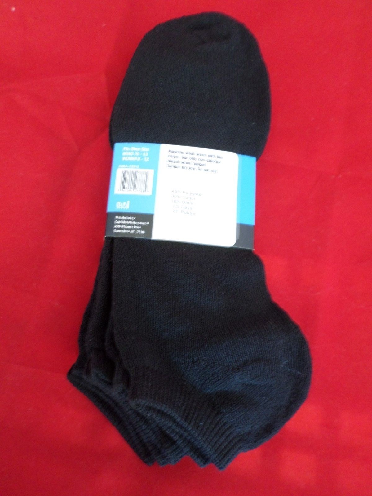 SAOLA 6 Paia Calze Grandi Medaglia Oro No Show Suola Imbottita Sportive Nere 10 13