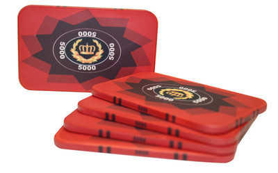  5 pcs LAUREL CROWN CERAMIC RECTANGULAR PLAQUES POKER CHIPS $5000