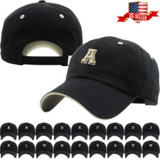 ABC Letter Embroidery INITIAL Black Dad Hat Baseball Cap Adjustable