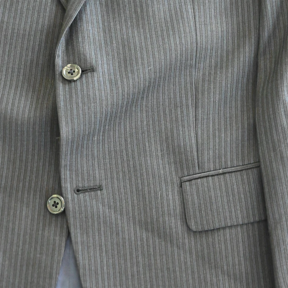 Apt 9 40S 34x30 Black Stripe 100% Wool Mens Jacket Pants Suit - Image 3 of 4