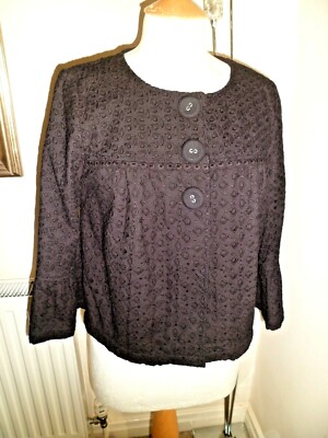 Marks & Spencers AUTOGRAPH Black Broiderie Anglais Jacket UK 10 Worn Once
