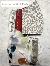 TWO SUPER CUTE FACE MASKS, 2 Pack Fitted Face Covering, Reversible Adjustable