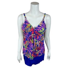 Kim Gravel x Swimsuit For All Tie Front Top and Short Set Blue Dazzel 10 Size