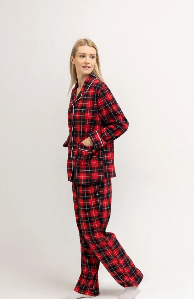 Juego de pijama a cuadros para adultos - rojo Foto 2 de 4