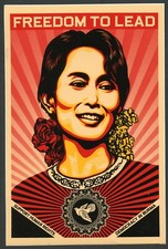 SHEPARD FAIREY 'AUNG SAN SUU KYI FREEDOM TO LEAD Obey Giant Art Sticker Slap