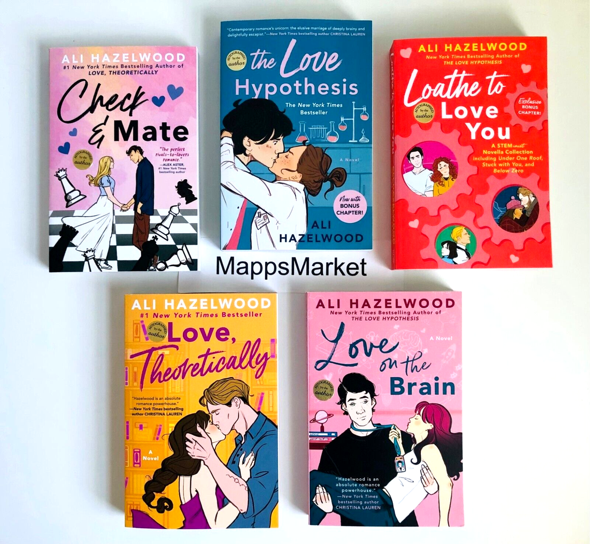 SIGNED by Ali Hazelwood 5-Book Bundle Love Hypothesis, Love on the
